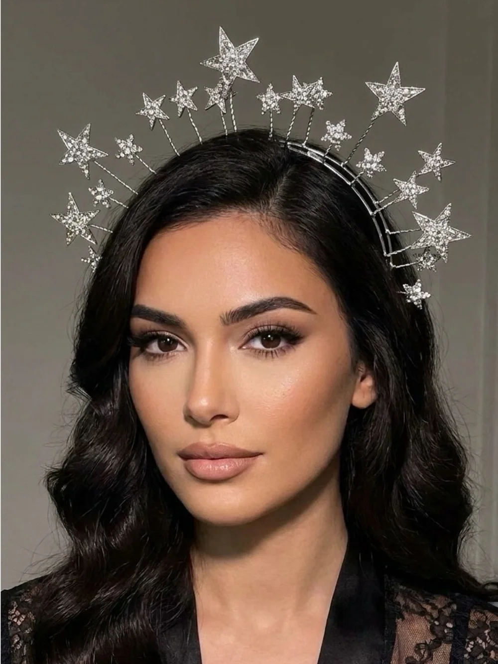 Rhinestone Star Halo Headband - Silver